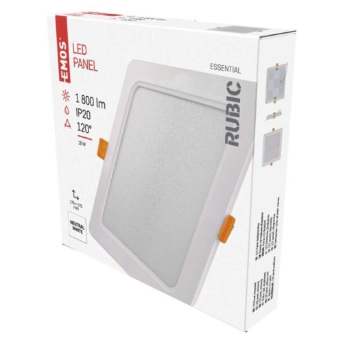 LED süllyesztett lámpatest RUBIC, négyzet, fehér, 18W, természetes fehér