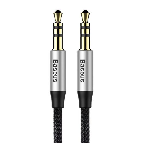 Baseus Yiven AUX 3,5 mm mini jack audio kábel, 1,5 m (fekete-ezüst)