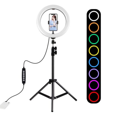 Puluz 1.1m állvány RGBW LED világítással 26cm vlog / stream / okostelefon PKT3044