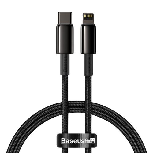 Baseus Tungsten Gold USB-C - Lightning kábel, 20 W, 5 A, PD, 1 m (fekete)