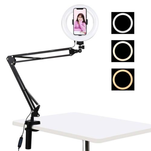 Gyűrűs lámpa / asztali állvány klipsz Puluz LED 20 cm vlog / stream telefonon PKT3089B