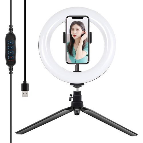 Puluz 20cm LED gyűrűs lámpa / állvány telefontartóval PKT3073B