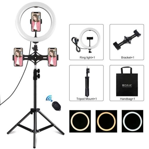 PULUZ LED gyűrűs lámpa / állvány 26cm 3x Smartphone PKT3070B