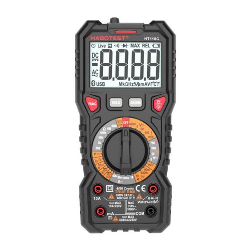 Habotest HT118C digitális multiméter zseblámpával, True RMS, NCV, akkumulátortesztek