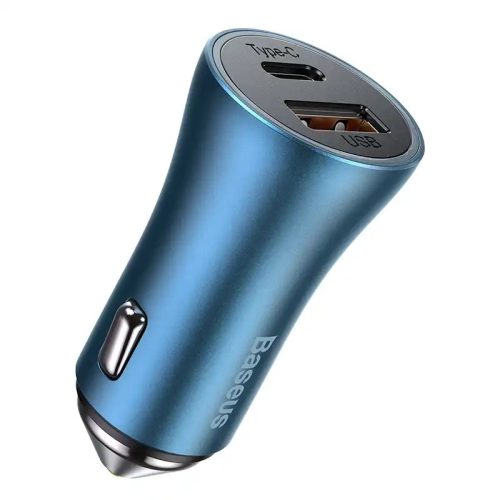 Baseus Golden Contactor Pro autós töltő, USB + USB-C, QC4.0 +, PD, SCP, 40 W (kék)