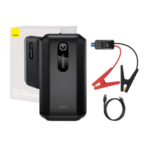 Baseus Super Energy Autó Jump Starter Powerbank / Indító, 10000mAh, 1000A, USB (fekete)