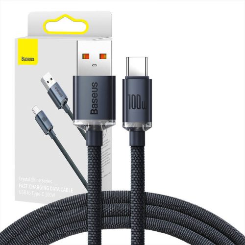 Baseus Crystal Shine USB-USB-C kábel, 100W, 1,2m (fekete)