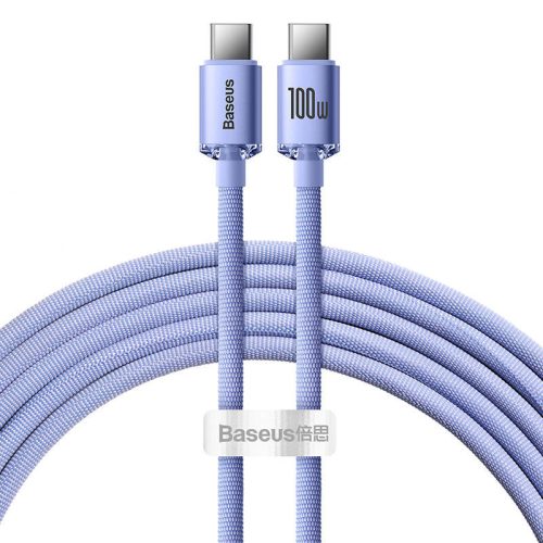 Baseus Crystal Shine USB-C USB-C kábel, 100W, 2m (lila)