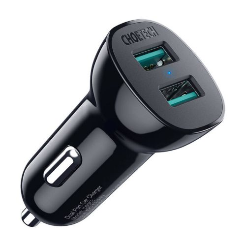 Choetech C0051 QC 3.0 két portos autós töltő (fekete)