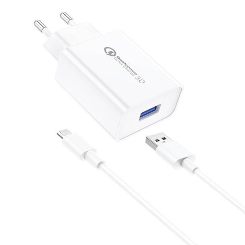 Foneng EU13 hálózati töltő + USB-Micro-USB kábel, 3A (fehér)
