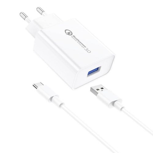 Foneng EU13 hálózati töltő + USB-C kábel, 3A (fehér)