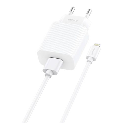Foneng EU28 hálózati töltő, 2,4A + USB-A-Lightning kábel