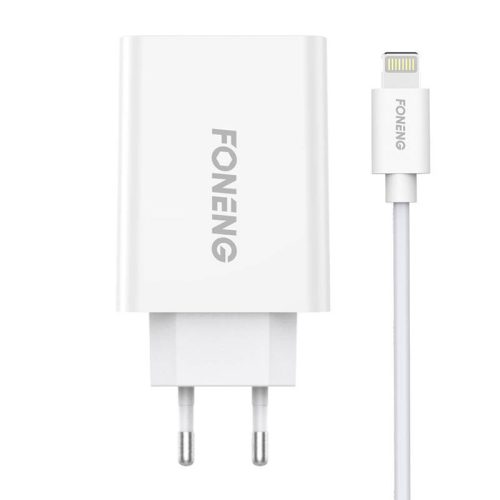 Foneng EU43 hálózati töltő, 1x USB + Lightning-USB kábel