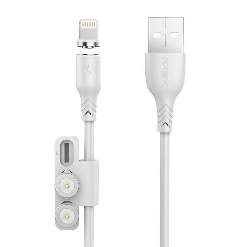 Foneng X62 3 az 1-ben USB-C/Lightning/Micro-USB kábel mágnessel, 2.4A, 1m (fehér)