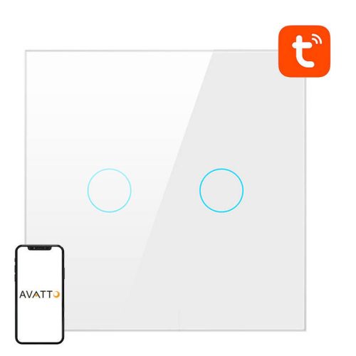 Érintőkapcsoló WiFi Avatto TS02-EU-W2 Dupla TUYA (fehér)