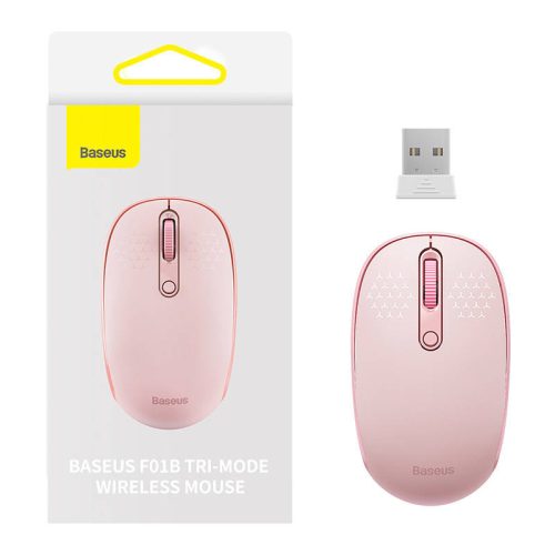 Baseus F01B vezeték nélküli egér, Tri-mode 2.4G BT 5.0 1600 DPI (rózsaszín)