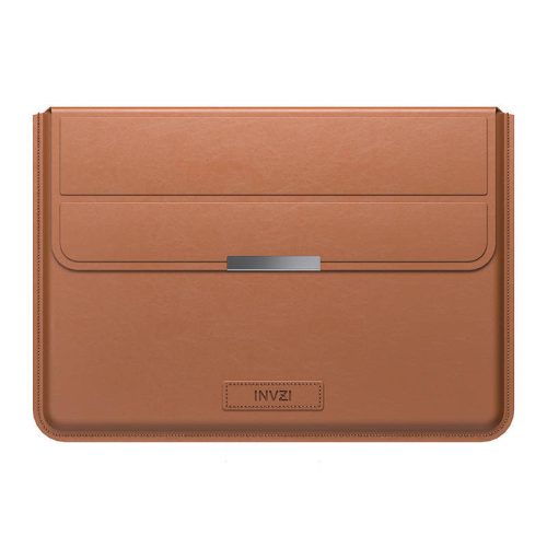 INVZI bőr tok / borító állvány funkcióval MacBook Pro/Air 13"/14" számára (barna)