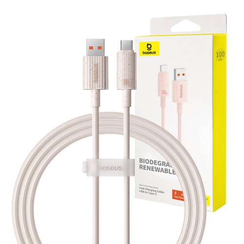 Baseus Habitat Series gyorstöltő kábel USB - USB-C, 100W, 1m (rózsaszín)