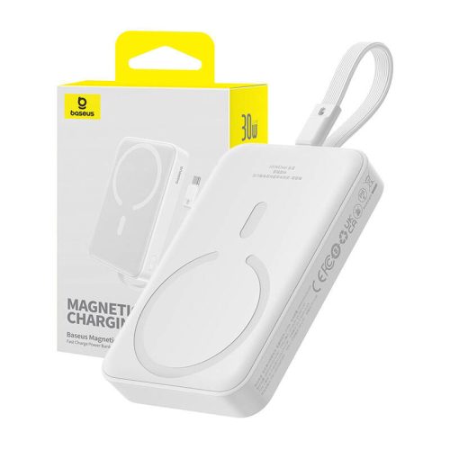 Baseus Magnetic Mini Powerbank, 10000mAh, USB-C 30W, MagSafe (fehér)