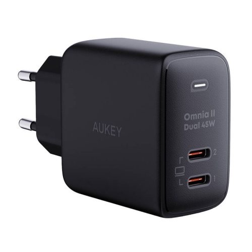 Aukey PA-B4T, 2xUSB-C, 45W-os hálózati töltő (fekete)