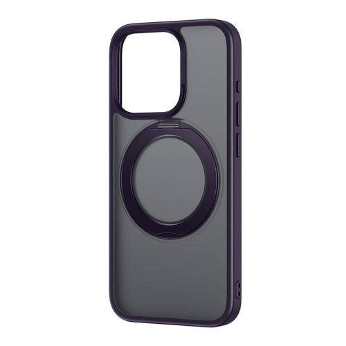 Baseus SkyRing mágneses telefontok Baseus SkyRing mágneses állvánnyal iP 14 Pro Max készülékhez + edzett üveg és tisztító készlet (lila)