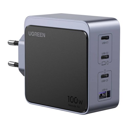 UGREEN Nexode Air fali töltő, 100W, 3x USB-C, USB (szürke)