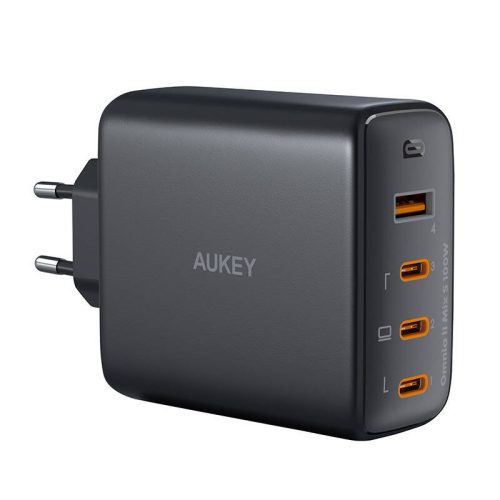 Aukey PA-B7S 1xUSB-A, 3xUSB-C, 100W GaN fali töltő (fekete)