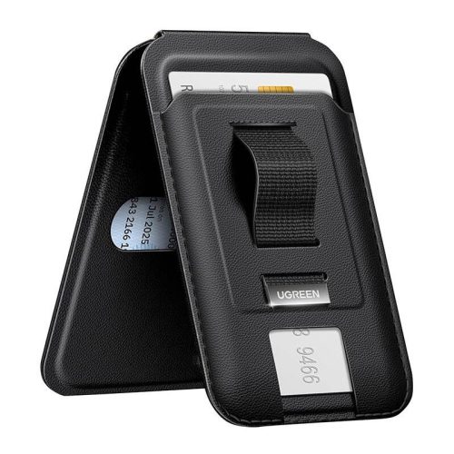 UGREEN LP836 mágneses pénztárca állvány funkcióval, iPhone MagSafe, bőr (fekete)