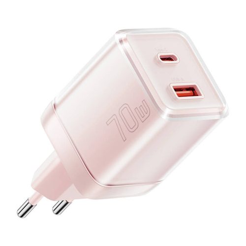 Essager Yueqi 70W GaN USB-C + USB-A fali töltő (rózsaszín)