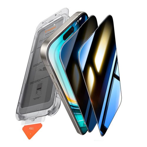Mester adatvédelmi üveg telepítése iPhone 16 Plus készülékhez