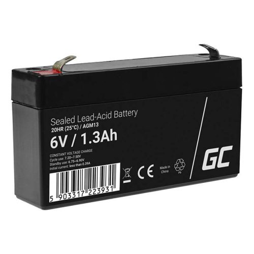 Green Cell AGM13 6V 1.3Ah AGM VRLA karbantartásmentes akkumulátor (riasztórendszerhez, pénztárgéphez, játékhoz)