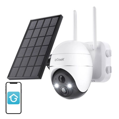 Vezeték nélküli 5MP WiFi biztonsági kamera ieGeek ZS-GX4S fehér napelemmel