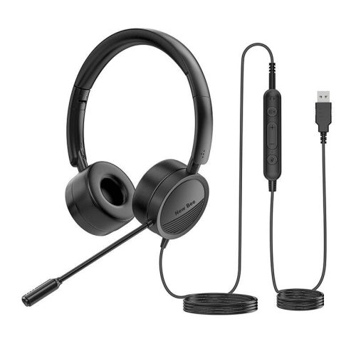 New Bee NB-H360 vezetékes fejhallgató mikrofonnal (fekete)
