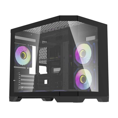 Darflash FT418 számítógépház + 6 ARGB ventilátor (fekete)