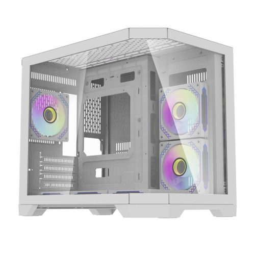 Darkflash FT418 számítógépház + 6 ARGB ventilátor (fehér)