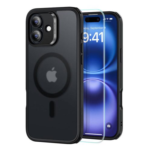 ESR hibrid tok (HaloLock) iPhone 16 készülékhez képernyővédő készlettel (fekete)