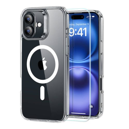 Hibrid tok (HaloLock) ESR iPhone 16 készülékhez képernyővédő készlettel (átlátszó))