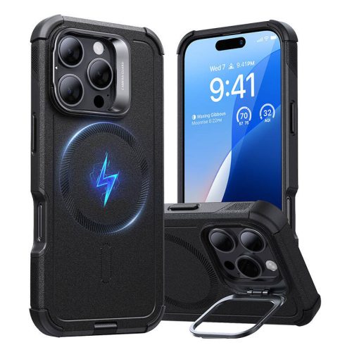 Cyber Tough (HaloLock) ESR tok állvánnyal iPhone 16 Pro készülékhez (fekete)