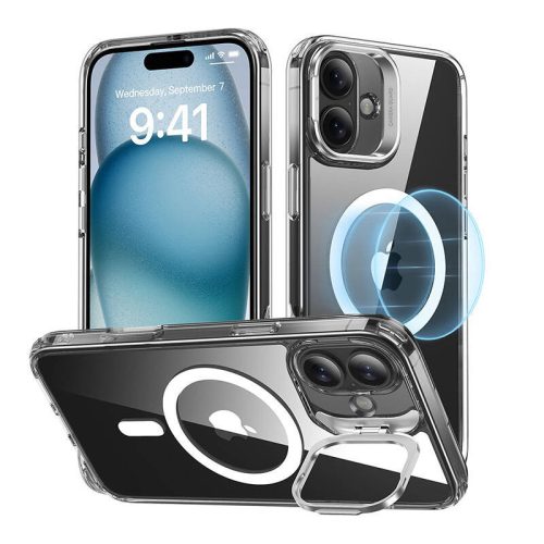 ESR Classic Hybrid (HaloLock) tok állvánnyal iPhone 16 Plus készülékhez (átlátszó)