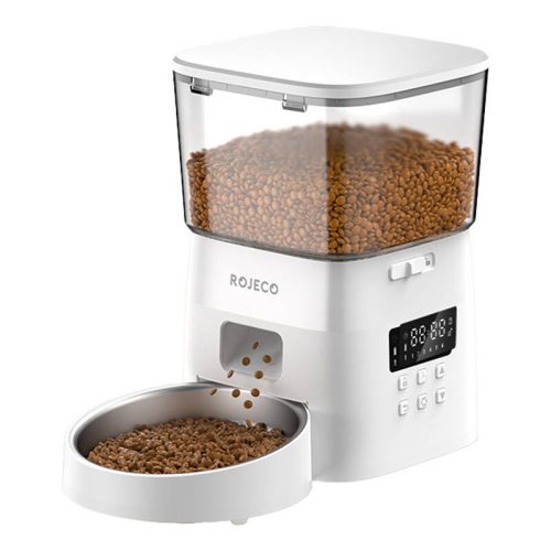 Rojeco 2 literes automata kisállat etetőgép, gombos verzió (fehér)