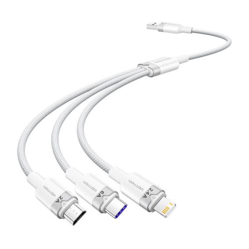 USB 2.0 A-3-in-1 6A kábel Vention CTRWG 1.5M (fehér)