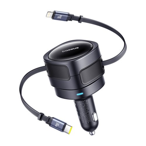 Baseus Enjoyment Max autós töltő USB-C + villámkábelekkel 60W Fekete