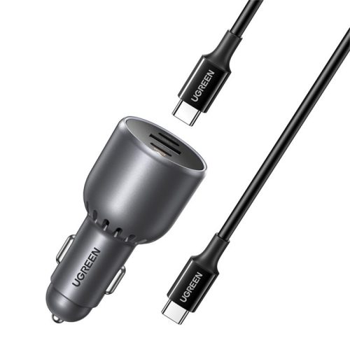 UGREEN EC705 autós töltő, USB + 2x USB-C, 130W + 1m 5A kábel