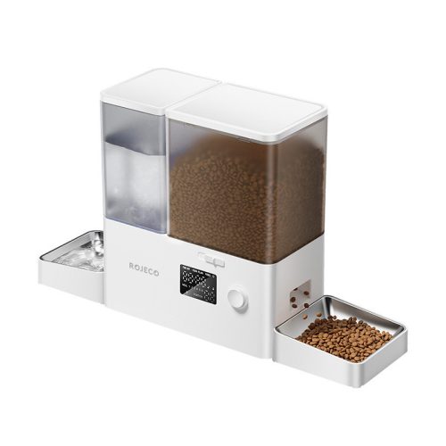 Rojeco 2 in 1 kisállat vízkút 3.5L és etető 5L gombos szökőkút (fehér)