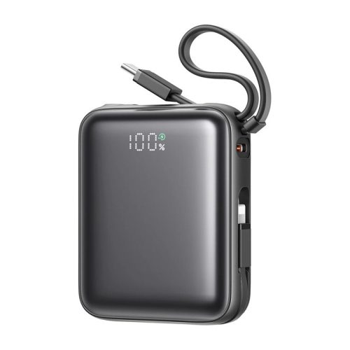 Joyroom Mini PowerBank JR-PBF27 22.5W dupla kábellel 10000mAh (fekete)