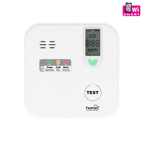 CO érzékelő, Tuya, WiFi , LCD kijelző, elemes, 5 év elem élettartam, 10 év érzékelő élettartam