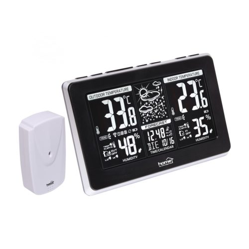 Home HCW 25 időjárás-állomás külső jeladóval, negatív, fehér LCD kijelző, beltéri