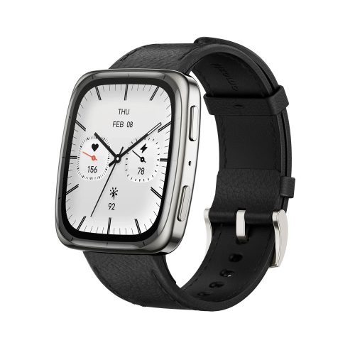 Amazfit Active 2 (Square) Premium NFC okosóra - Black Leather